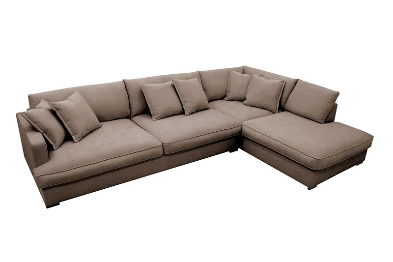Rossita Lyx 4-sits Extra djup Soffa med Schäslong Höger - Brun Tyg - Möbler - Vardagsrum - Soffor - Divansoffa & schäslong