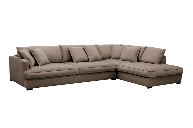 Rossita Lyx 4-sits Extra djup Soffa med Schäslong Höger - Brun Tyg - Möbler - Vardagsrum - Soffor - Divansoffa & schäslong