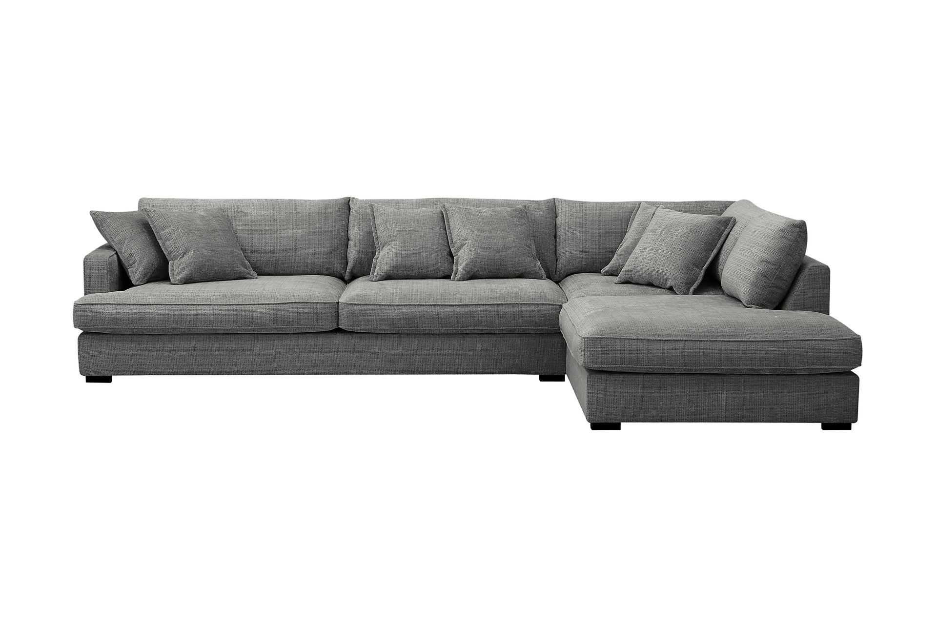 rossita lyx 4-sits extra djup soffa med schäslong höger - grå chenille