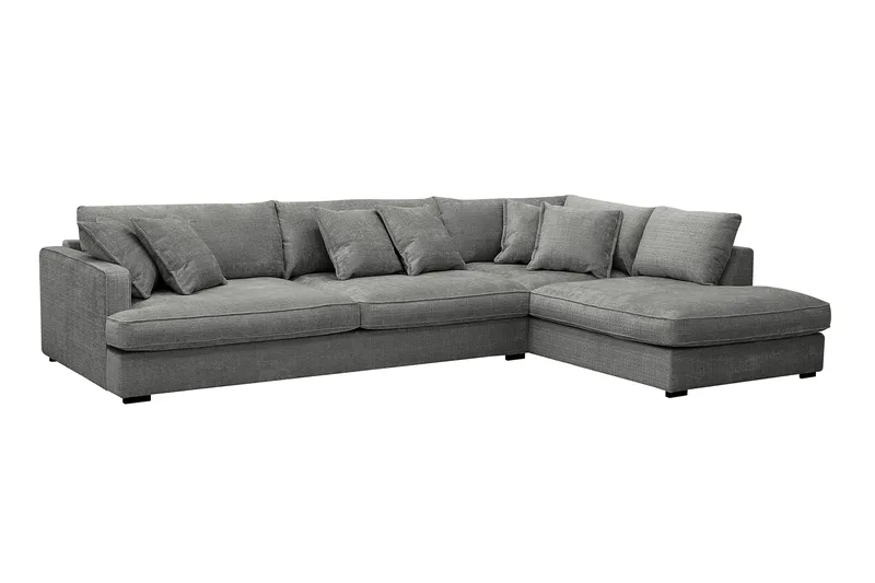Rossita Lyx 4-sits Extra djup Soffa med Schäslong Höger - Grå Chenille - Möbler - Vardagsrum - Soffor - Sammetssoffor