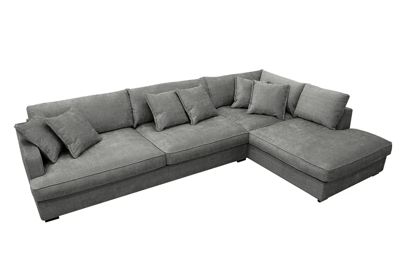Rossita Lyx 4-sits Extra djup Soffa med Schäslong Höger - Grå Chenille - Möbler - Vardagsrum - Soffor - Divansoffa & schäslong