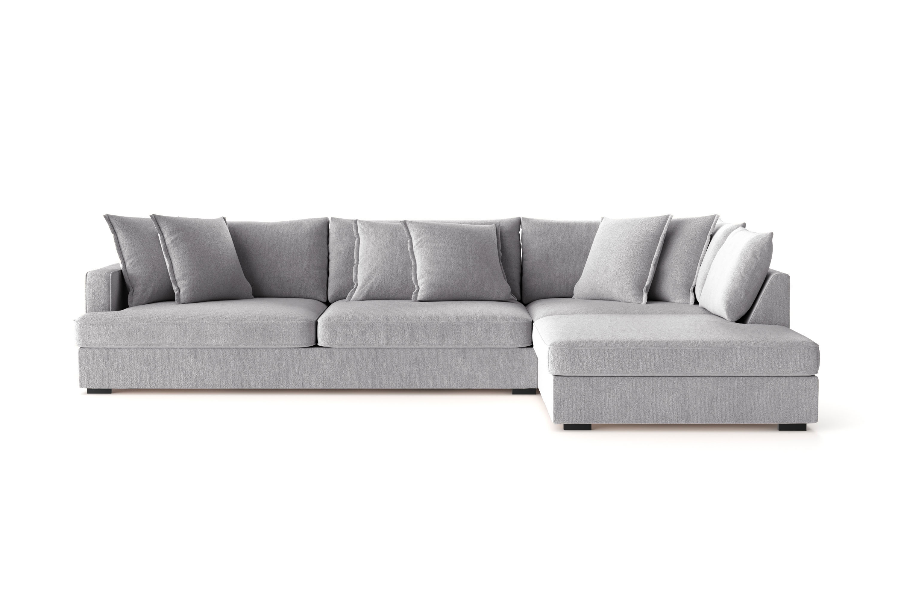 rossita lyx 4-sits extra djup soffa med schäslong höger - grå chenille