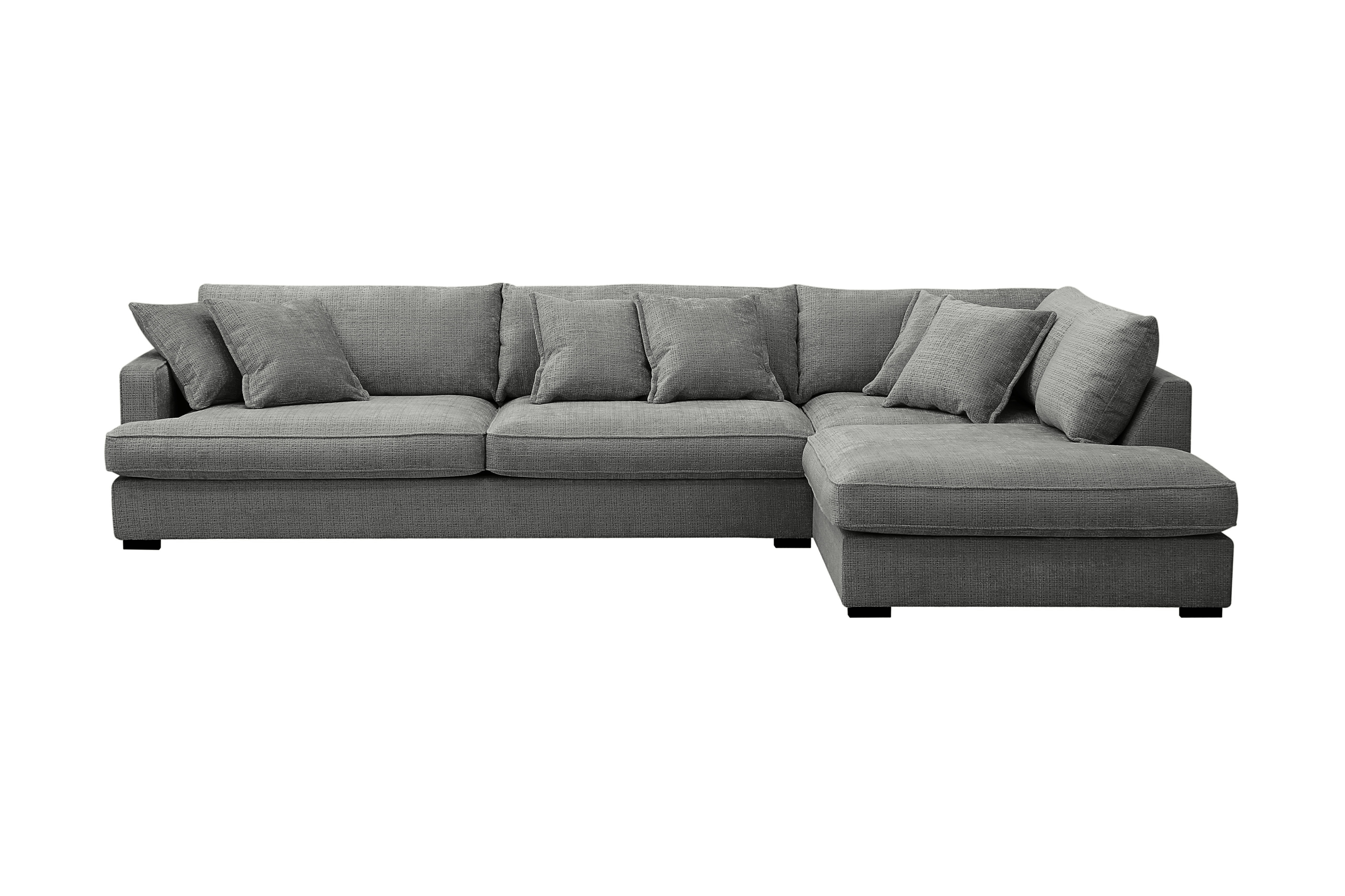 rossita lyx 4-sits extra djup soffa med schäslong höger - grå chenille