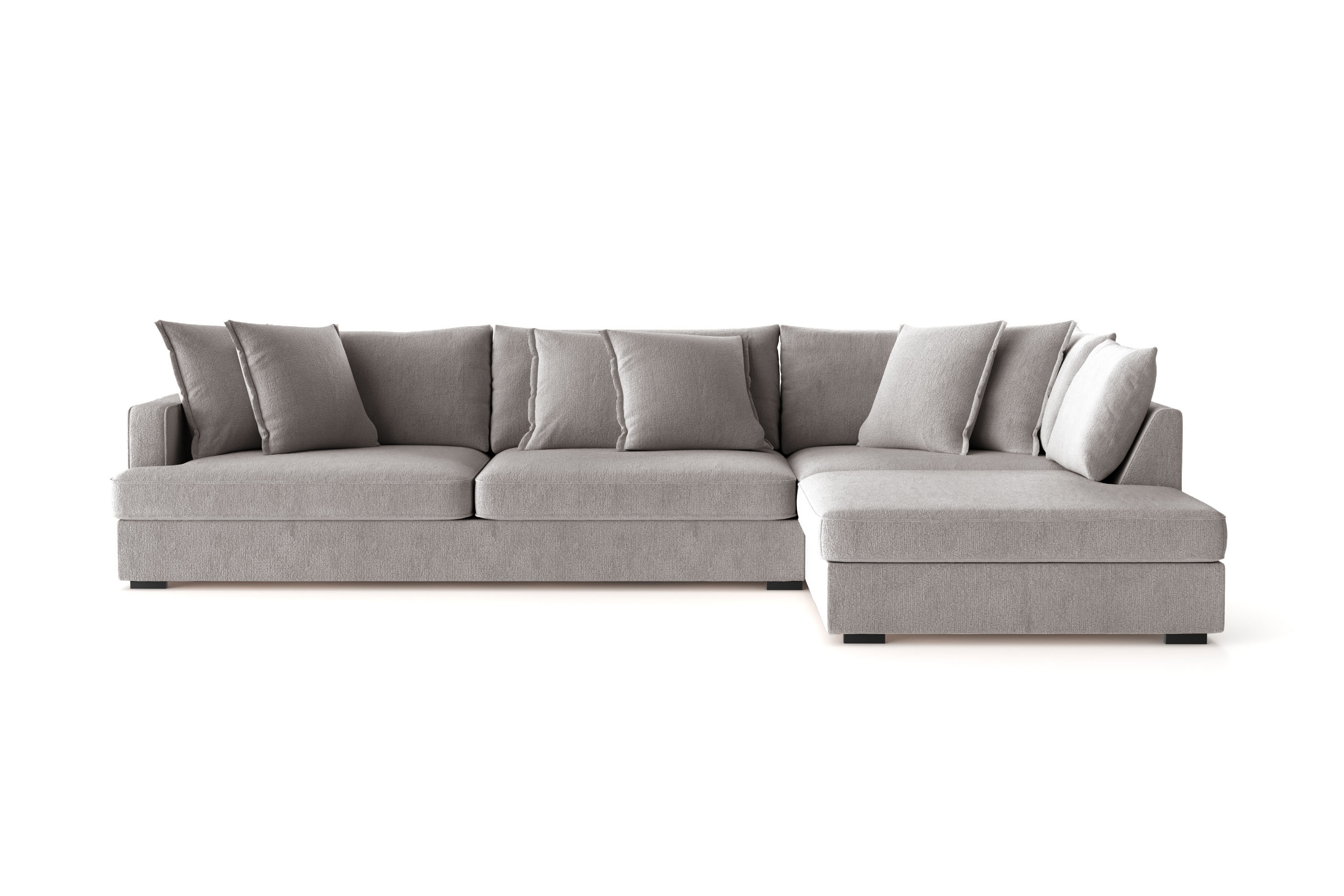 rossita lyx 4-sits extra djup soffa med schäslong höger - grå/brun chenille