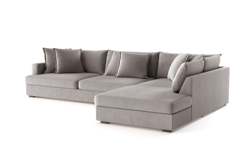 Rossita Lyx 4-sits Extra djup Soffa med Schäslong Höger - Grå/Brun Chenille - Möbler - Vardagsrum - Soffor - Sammetssoffor