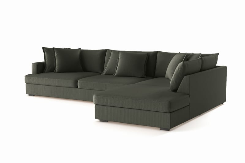 Rossita Lyx 4-sits Extra djup Soffa med Schäslong Höger - Mörkgrön Manchester - Möbler - Vardagsrum - Soffor - Sammetssoffor