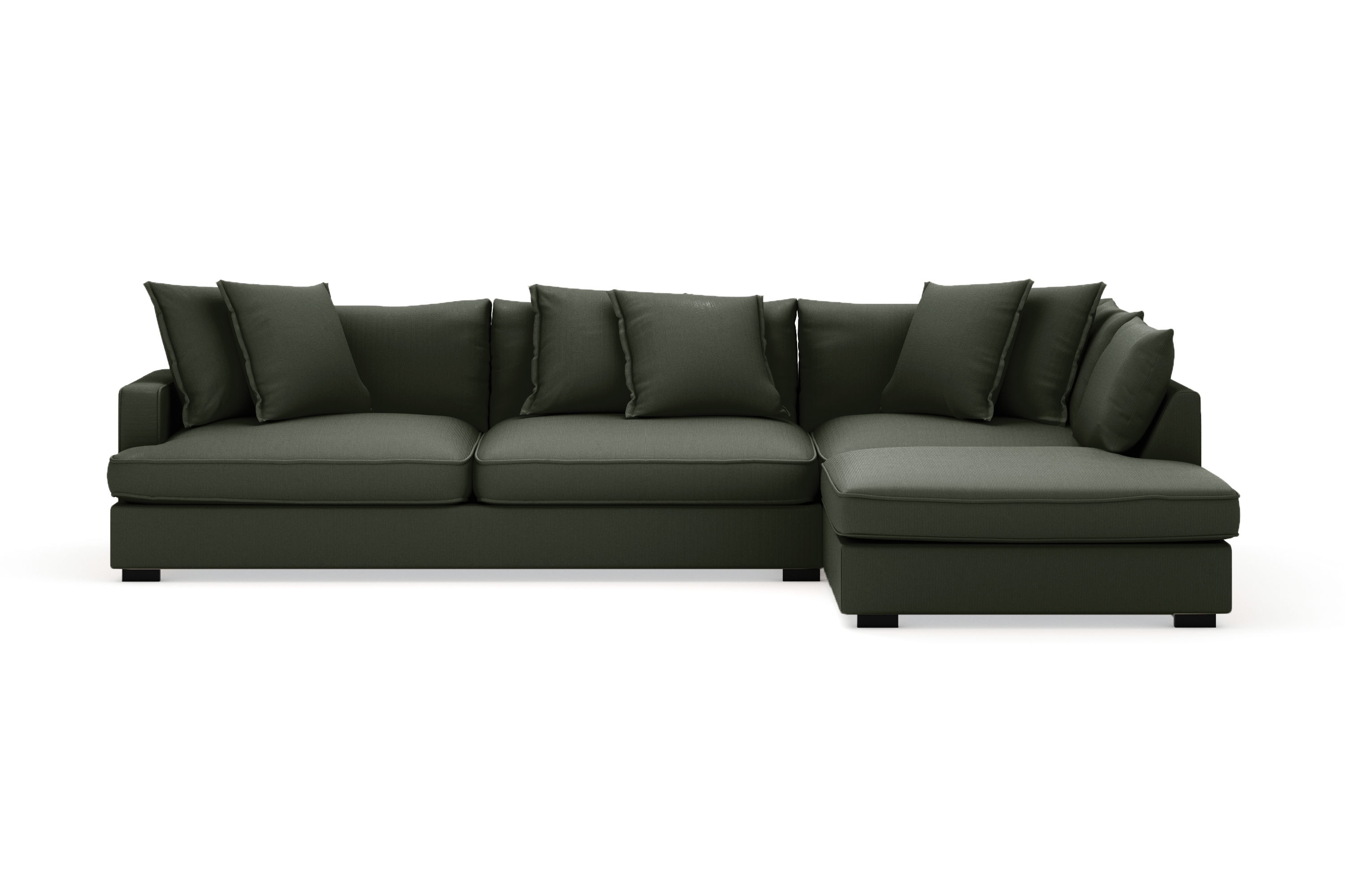 rossita lyx 4-sits extra djup soffa med schäslong höger - mörkgrön manchester