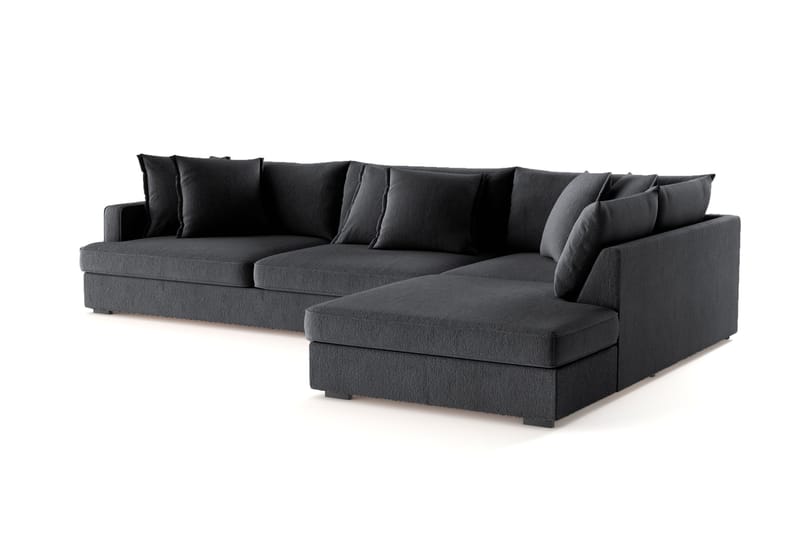 Rossita Lyx 4-sits Extra djup Soffa med Schäslong Höger - Svart Chenille - Möbler - Vardagsrum - Soffor - Sammetssoffor