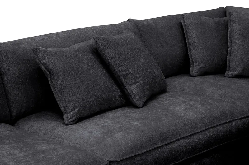 Rossita Lyx 4-sits Extra djup Soffa med Schäslong Höger - Svart Chenille - Möbler - Vardagsrum - Soffor - Sammetssoffor