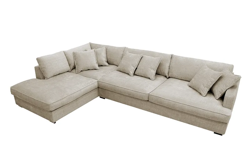 Rossita Lyx 4-sits Extra djup Soffa med Schäslong Vänster - Beige Chenille - Möbler - Vardagsrum - Soffor - Divansoffa & schäslong