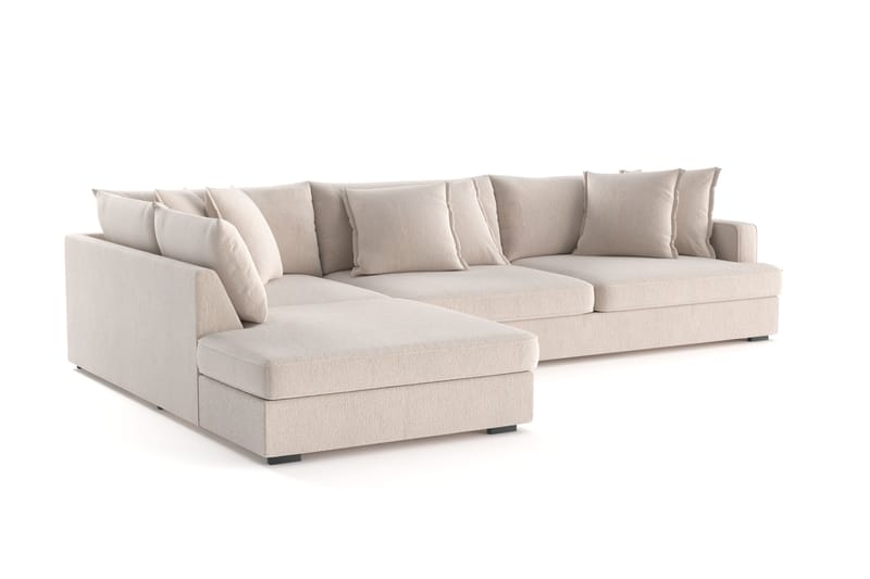 Rossita Lyx 4-sits Extra djup Soffa med Schäslong Vänster - Beige Chenille - Möbler - Vardagsrum - Soffor - Sammetssoffor