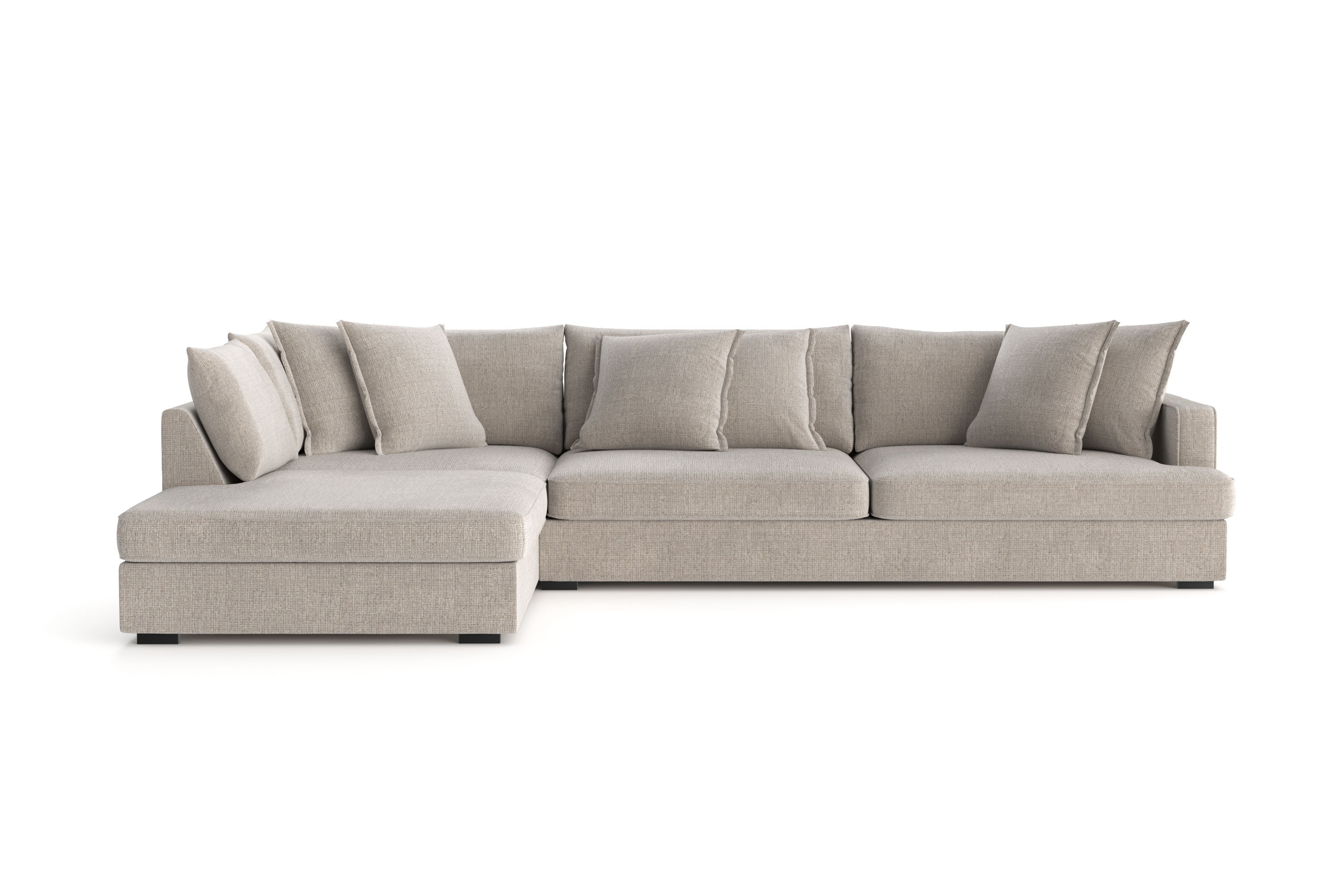 rossita lyx 4-sits extra djup soffa med schäslong vänster - beige chenille