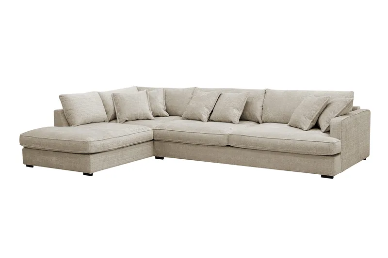 Rossita Lyx 4-sits Extra djup Soffa med Schäslong Vänster - Beige Chenille - Möbler - Vardagsrum - Soffor - Divansoffa & schäslong