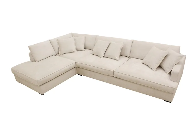 Rossita Lyx 4-sits Extra djup Soffa med Schäslong Vänster - Beige Chenille - Möbler - Vardagsrum - Soffor - Divansoffa & schäslong