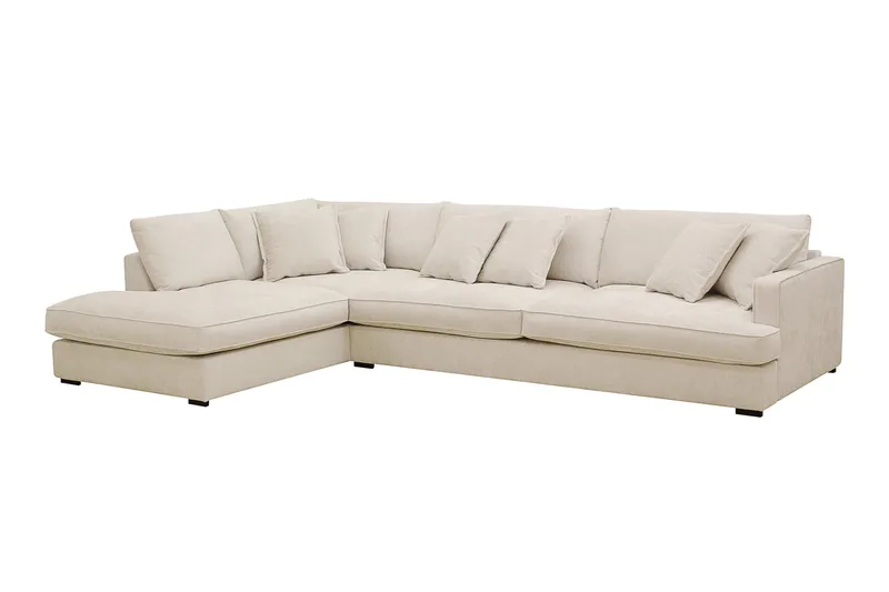 Rossita Lyx 4-sits Extra djup Soffa med Schäslong Vänster - Beige Chenille - Möbler - Vardagsrum - Soffor - Divansoffa & schäslong