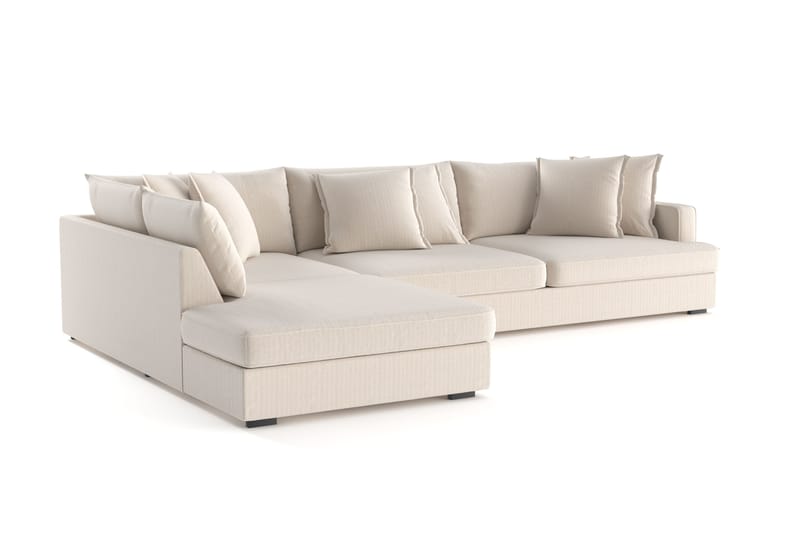 Rossita Lyx 4-sits Extra djup Soffa med Schäslong Vänster - Beige Manchester - Möbler - Vardagsrum - Soffor - Sammetssoffor