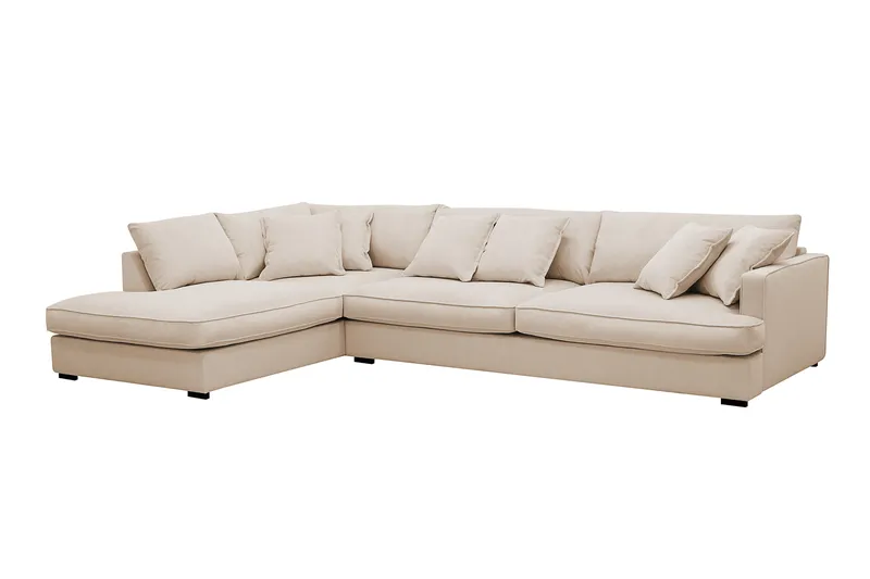 Rossita Lyx 4-sits Extra djup Soffa med Schäslong Vänster - Beige Manchester - Möbler - Vardagsrum - Soffor - Divansoffa & schäslong