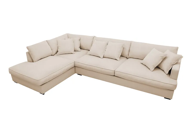 Rossita Lyx 4-sits Extra djup Soffa med Schäslong Vänster - Beige Manchester - Möbler - Vardagsrum - Soffor - Sammetssoffor