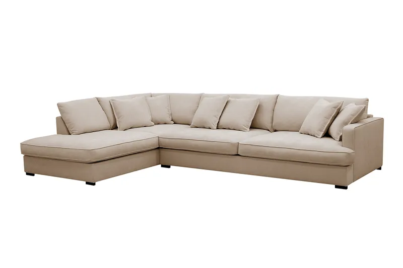 Rossita Lyx 4-sits Extra djup Soffa med Schäslong Vänster - Beige Tyg - Möbler - Vardagsrum - Soffor - Divansoffa & schäslong