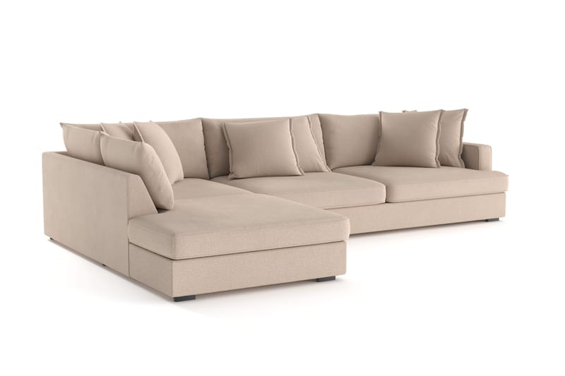 Rossita Lyx 4-sits Extra djup Soffa med Schäslong Vänster - Beige Tyg - Möbler - Vardagsrum - Soffor - Divansoffa & schäslong