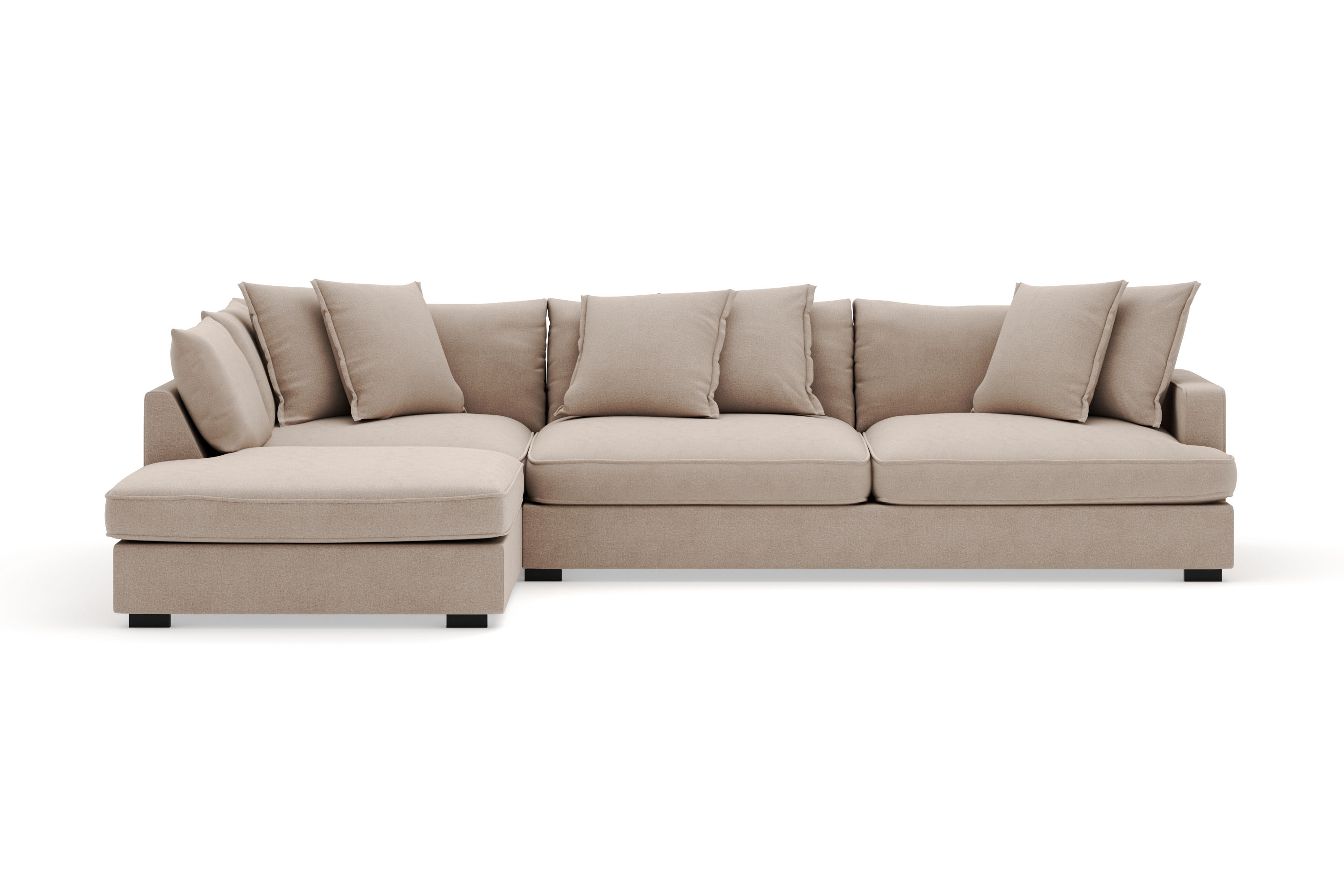 rossita lyx 4-sits extra djup soffa med schäslong vänster - beige tyg