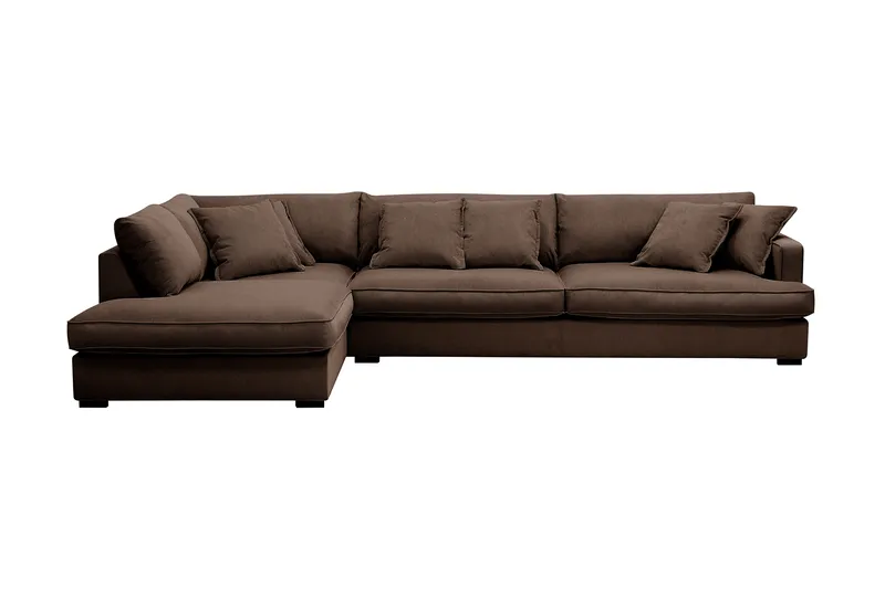 Rossita Lyx 4-sits Extra djup Soffa med Schäslong Vänster - Brun Manchester - Möbler - Vardagsrum - Soffor - Sammetssoffor