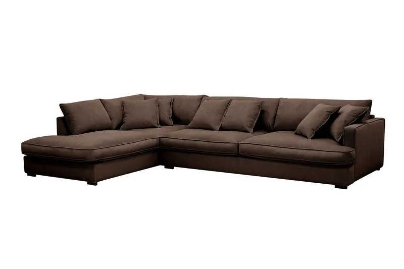 Rossita Lyx 4-sits Extra djup Soffa med Schäslong Vänster - Brun Manchester - Möbler - Vardagsrum - Soffor - Sammetssoffor