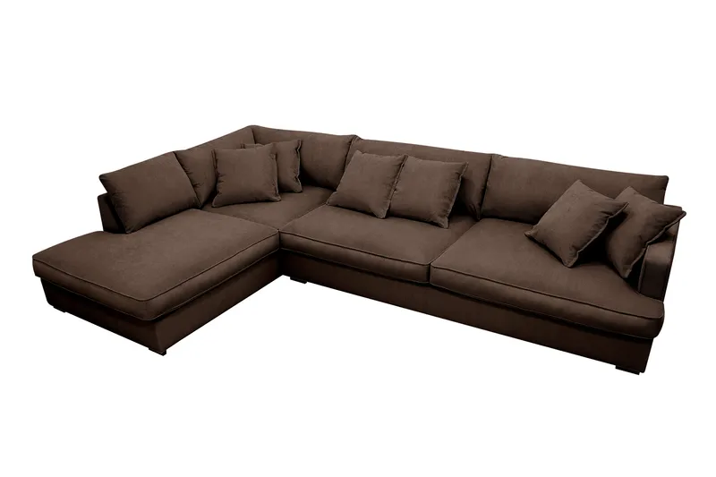Rossita Lyx 4-sits Extra djup Soffa med Schäslong Vänster - Brun Manchester - Möbler - Vardagsrum - Soffor - Divansoffa & schäslong