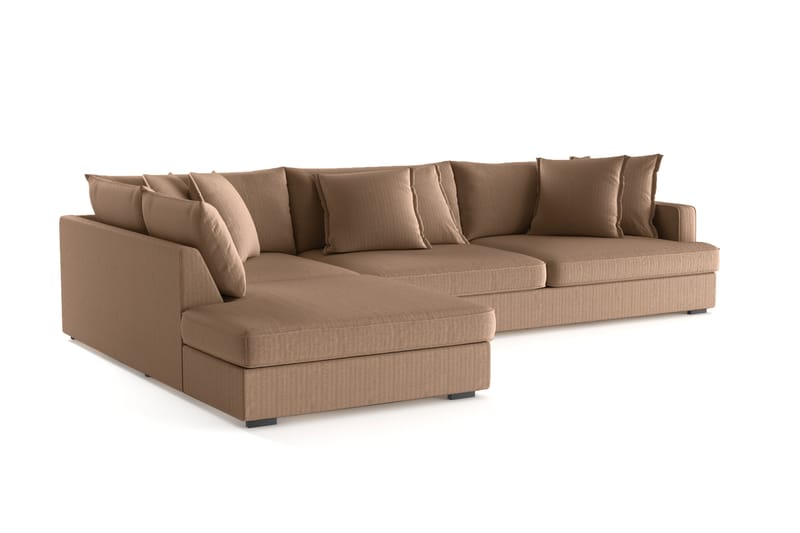 Rossita Lyx 4-sits Extra djup Soffa med Schäslong Vänster - Brun Manchester - Möbler - Vardagsrum - Soffor - Sammetssoffor