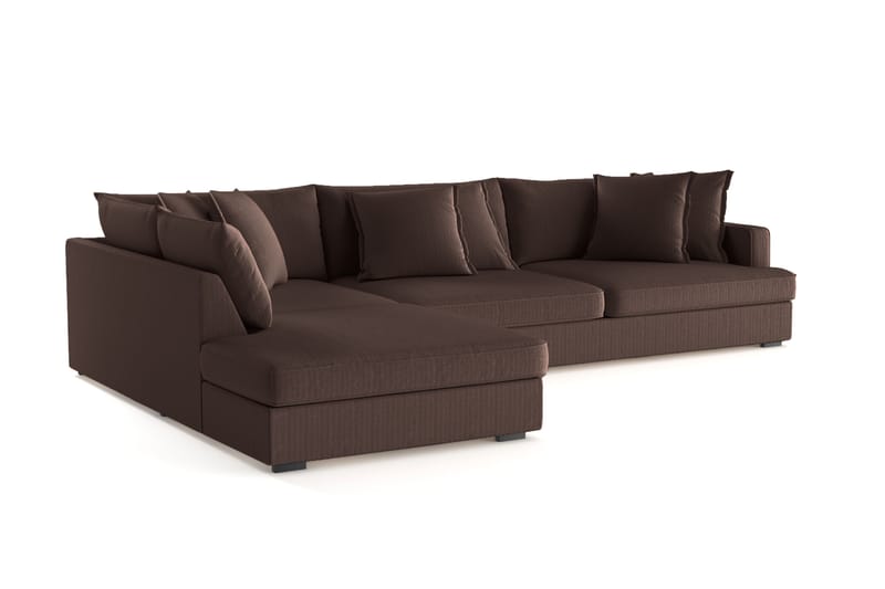 Rossita Lyx 4-sits Extra djup Soffa med Schäslong Vänster - Brun Manchester - Möbler - Vardagsrum - Soffor - Sammetssoffor