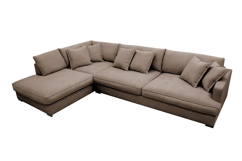 Rossita Lyx 4-sits Extra djup Soffa med Schäslong Vänster - Brun Tyg - Möbler - Vardagsrum - Soffor - Divansoffa & schäslong
