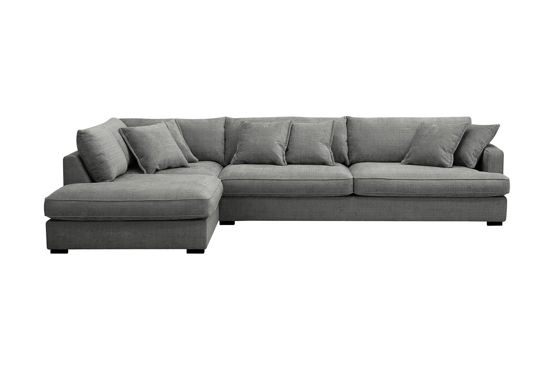 rossita lyx 4-sits extra djup soffa med schäslong vänster - grå chenille