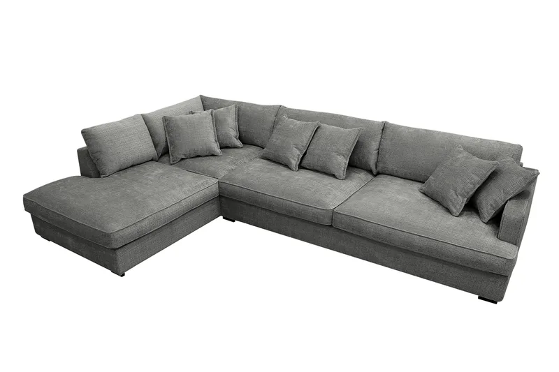 Rossita Lyx 4-sits Extra djup Soffa med Schäslong Vänster - Grå Chenille - Möbler - Vardagsrum - Soffor - Sammetssoffor