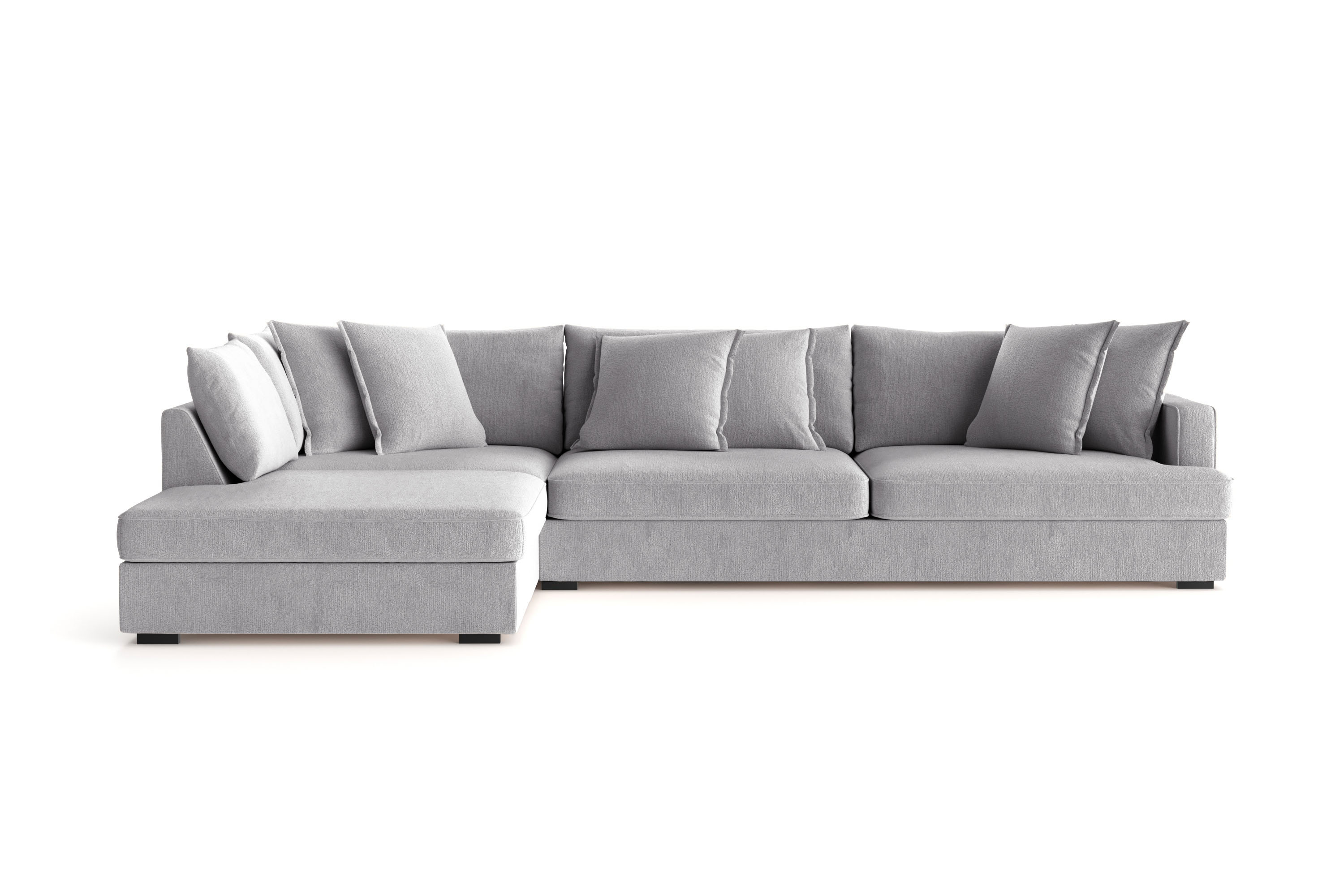 rossita lyx 4-sits extra djup soffa med schäslong vänster - grå chenille