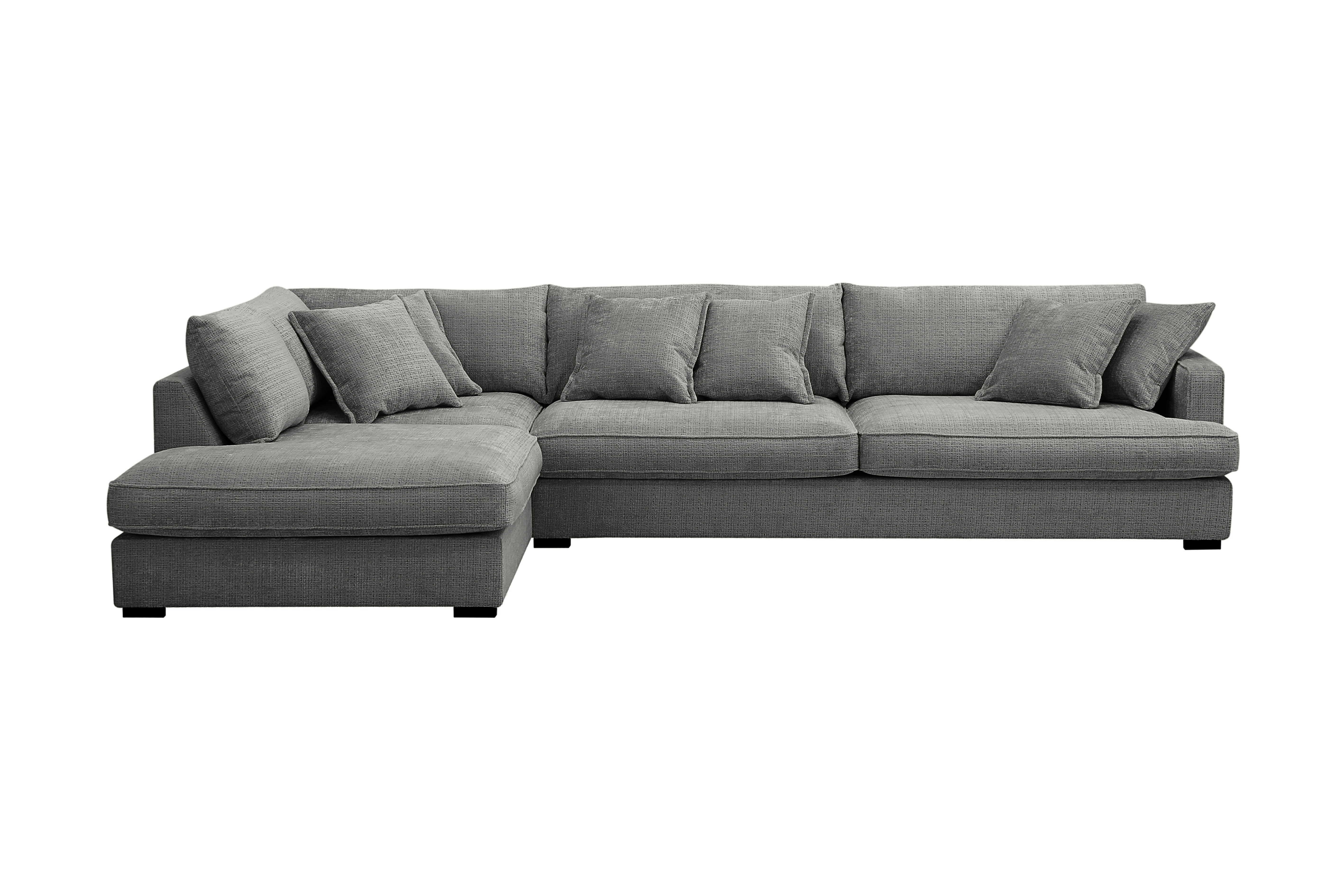 rossita lyx 4-sits extra djup soffa med schäslong vänster - grå chenille