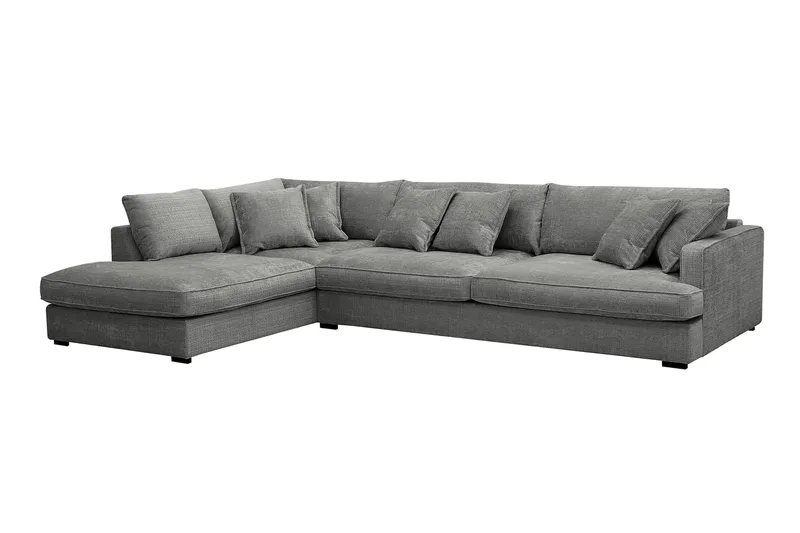 Rossita Lyx 4-sits Extra djup Soffa med Schäslong Vänster - Gr å Chenille - Möbler - Vardagsrum - Soffor - Sammetssoffor