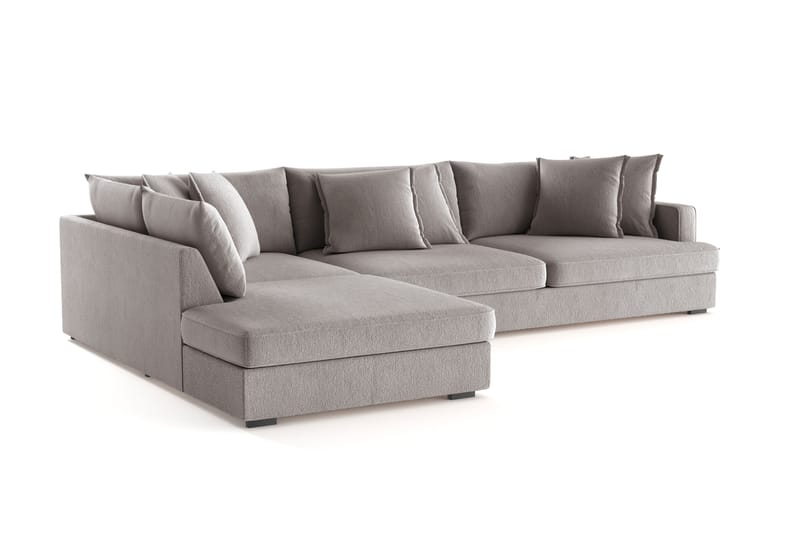 Rossita Lyx 4-sits Extra djup Soffa med Schäslong Vänster - Grå/Brun Chenille - Möbler - Vardagsrum - Soffor - Sammetssoffor