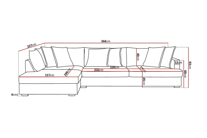 Rossita Lyx 4-sits Extra djup Soffa med Schäslong Vänster - Greige Manchester - Möbler - Vardagsrum - Soffor - Sammetssoffor