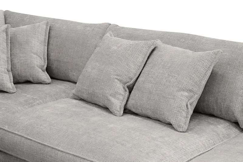 Rossita Lyx 4-sits Extra djup Soffa med Schäslong Vänster - Ljusgrå Chenille - Möbler - Vardagsrum - Soffor - Sammetssoffor