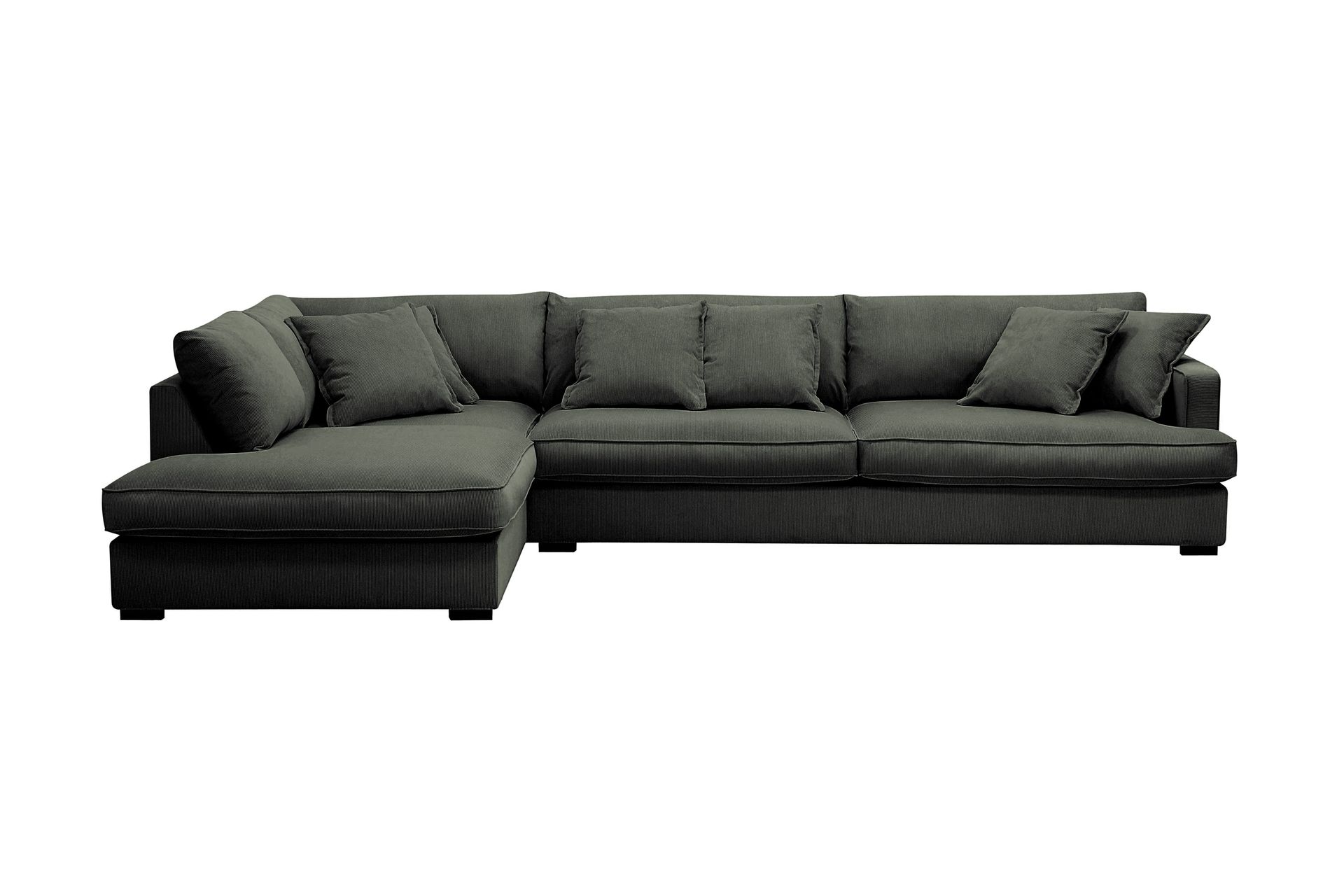 rossita lyx 4-sits extra djup soffa med schäslong vänster - mörkgrön manchester