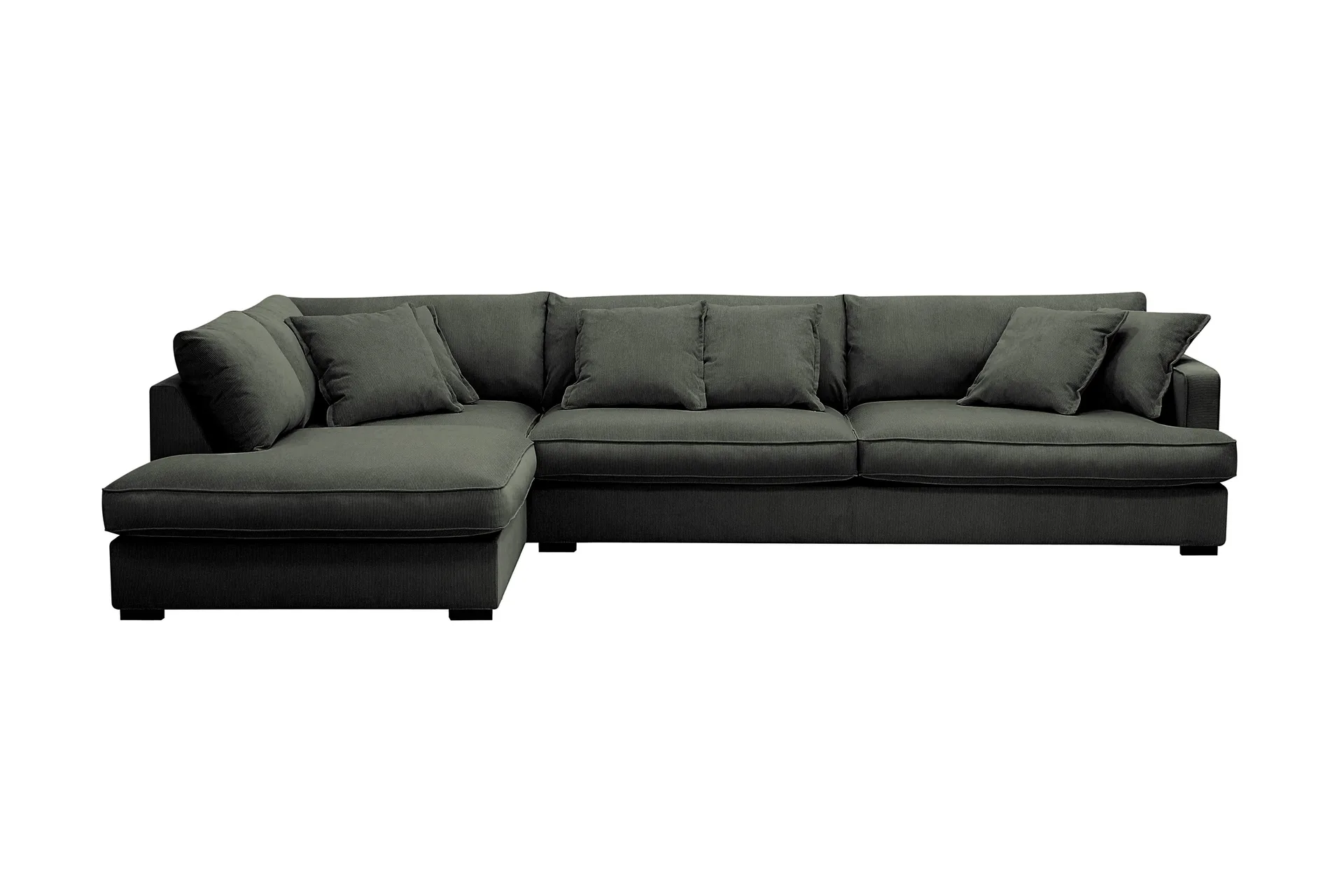 rossita lyx 4-sits extra djup soffa med schäslong vänster - mörkgrön manchester