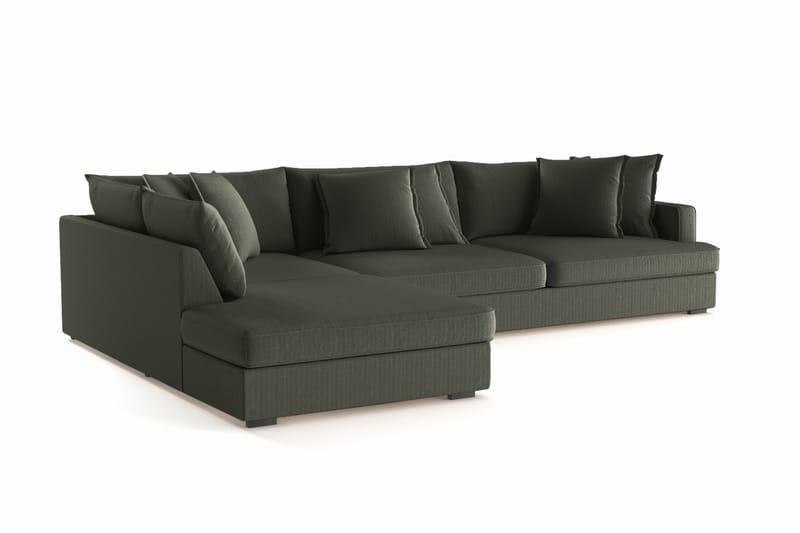 Rossita Lyx 4-sits Extra djup Soffa med Schäslong Vänster - Mörkgrön Manchester - Möbler - Vardagsrum - Soffor - Sammetssoffor