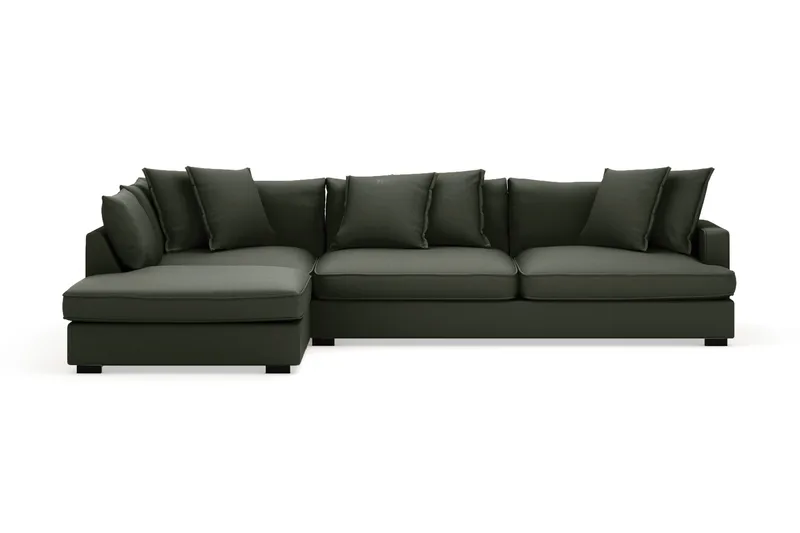 Rossita Lyx 4-sits Extra djup Soffa med Schäslong Vänster - Mörkgrön Manchester - Möbler - Vardagsrum - Soffor - Sammetssoffor