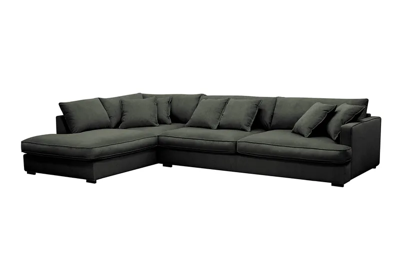 Rossita Lyx 4-sits Extra djup Soffa med Schäslong Vänster - Mörkgrön Manchester - Möbler - Vardagsrum - Soffor - Sammetssoffor