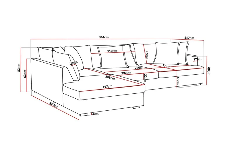 Rossita Lyx 4-sits Extra djup Soffa med Schäslong Vänster - Offwhite Manchester - Möbler - Vardagsrum - Soffor - Divansoffa & schäslong