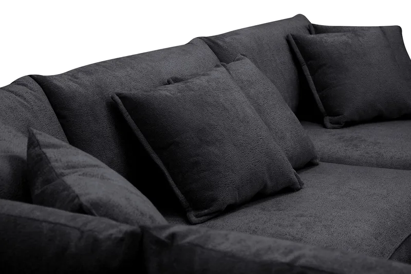 Rossita Lyx 4-sits Extra djup Soffa med Schäslong Vänster - Svart Chenille - Möbler - Vardagsrum - Soffor - Divansoffa & schäslong
