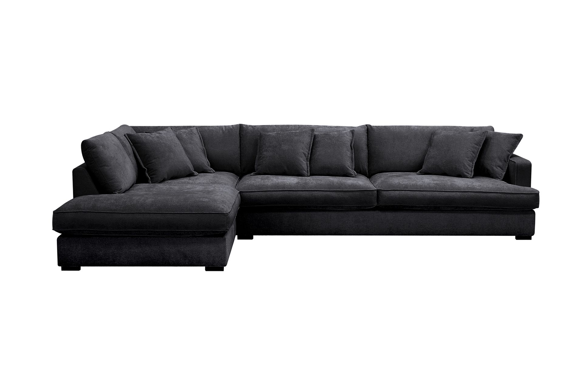 rossita lyx 4-sits extra djup soffa med schäslong vänster - svart chenille