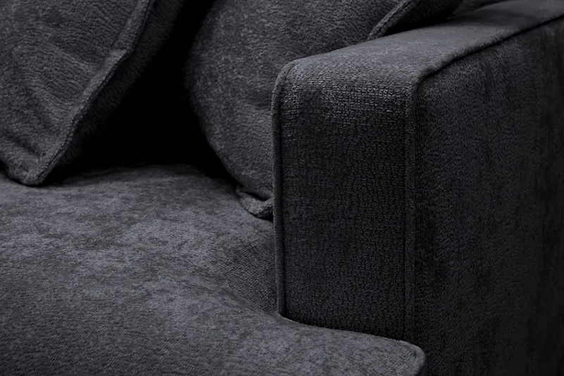 Rossita Lyx 4-sits Extra djup Soffa med Schäslong Vänster - Svart Chenille - Möbler - Vardagsrum - Soffor - Divansoffa & schäslong