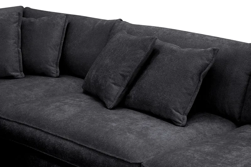 Rossita Lyx 4-sits Extra djup Soffa med Schäslong Vänster - Svart Chenille - Möbler - Vardagsrum - Soffor - Divansoffa & schäslong