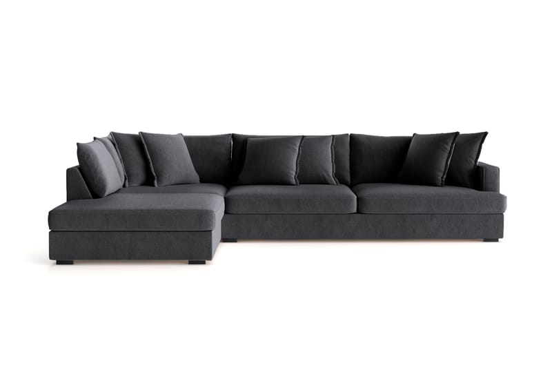 Rossita Lyx 4-sits Extra djup Soffa med Schäslong Vänster - Svart Chenille - Möbler - Vardagsrum - Soffor - Sammetssoffor